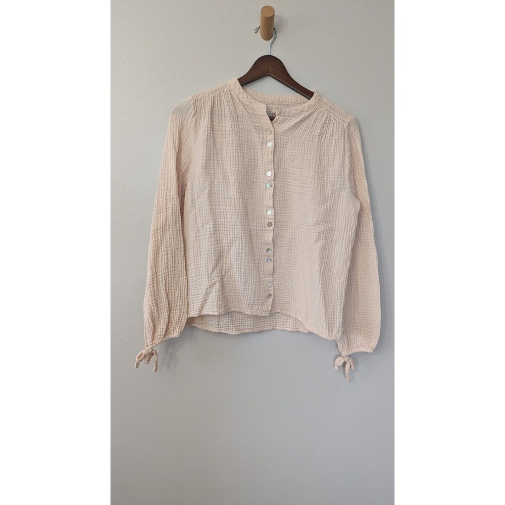 Faherty Everleigh Dream Organic Cotton Gauze Top XS Boho Relaxed Button Shirt